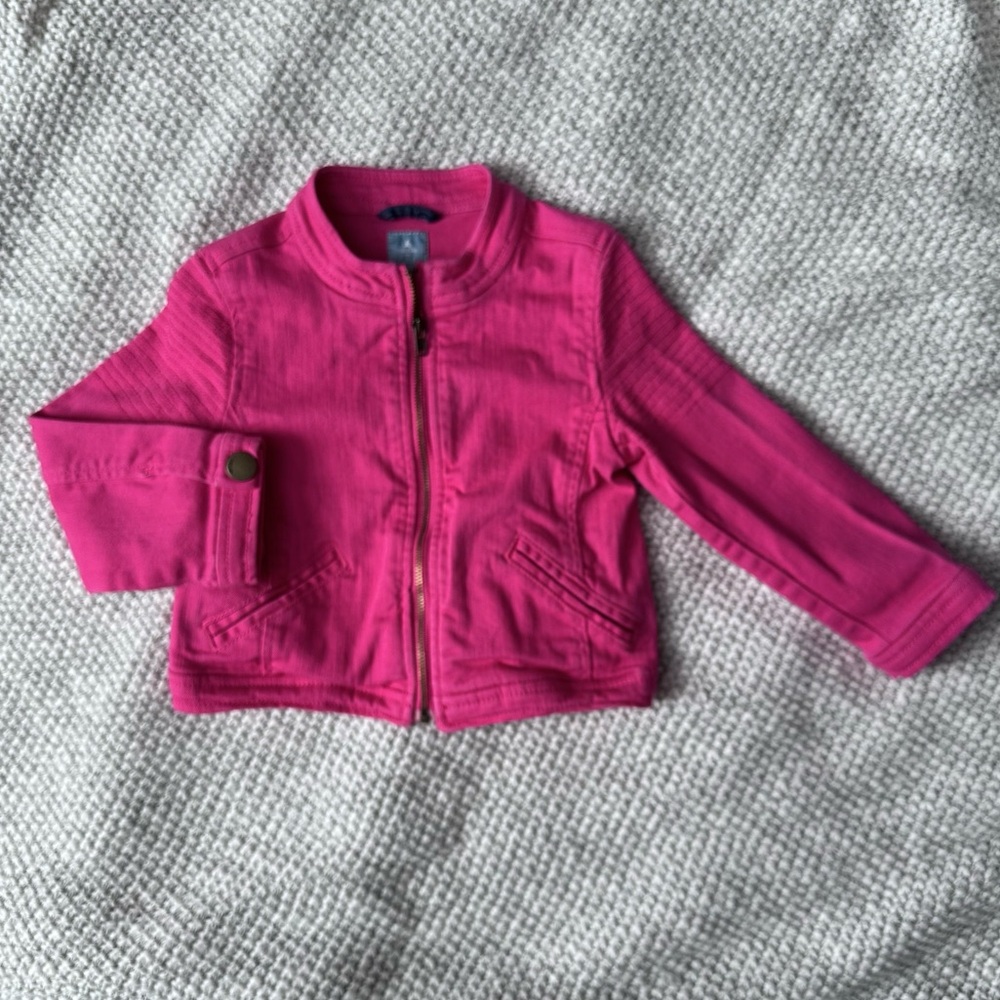 BabyGap 2T pink denim moto jacket